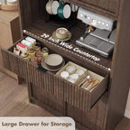 Dispensa alta da cucina, Mobile dispensa da 70 con piano di lavoro, Armadio da cucina con ante e cassetti, Credenza autoportante