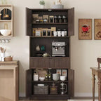 Dispensa alta da cucina, Mobile dispensa da 70 con piano di lavoro, Armadio da cucina con ante e cassetti, Credenza autoportante