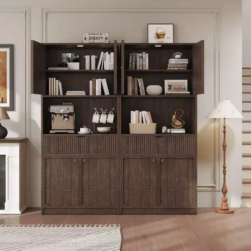 Dispensa alta da cucina, Mobile dispensa da 70 con piano di lavoro, Armadio da cucina con ante e cassetti, Credenza autoportante