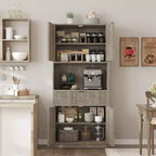 Dispensa alta da cucina, Mobile dispensa da 70 con piano di lavoro, Armadio da cucina con ante e cassetti, Credenza autoportante