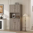 Dispensa alta da cucina, Mobile dispensa da 70 con piano di lavoro, Armadio da cucina con ante e cassetti, Credenza autoportante