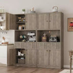 Dispensa alta da cucina, Mobile dispensa da 70 con piano di lavoro, Armadio da cucina con ante e cassetti, Credenza autoportante