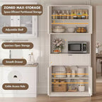 Dispensa alta da cucina, Mobile dispensa da 70 con piano di lavoro, Armadio da cucina con ante e cassetti, Credenza autoportante