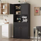 Dispensa alta da cucina, Mobile dispensa da 70 con piano di lavoro, Armadio da cucina con ante e cassetti, Credenza autoportante