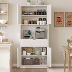 Dispensa alta da cucina, Mobile dispensa da 70 con piano di lavoro, Armadio da cucina con ante e cassetti, Credenza autoportante