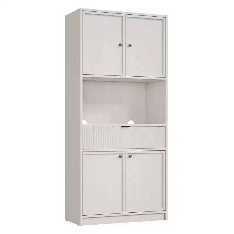 Dispensa alta da cucina, Mobile dispensa da 70 con piano di lavoro, Armadio da cucina con ante e cassetti, Credenza autoportante