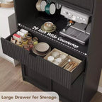 Dispensa alta da cucina, Mobile dispensa da 70 con piano di lavoro, Armadio da cucina con ante e cassetti, Credenza autoportante