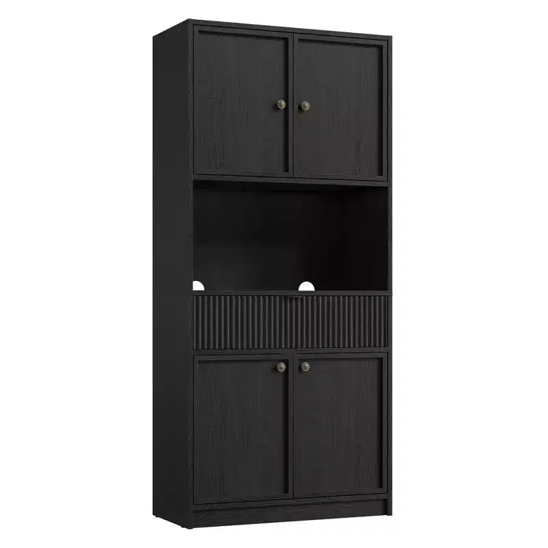 Dispensa alta da cucina, Mobile dispensa da 70 con piano di lavoro, Armadio da cucina con ante e cassetti, Credenza autoportante