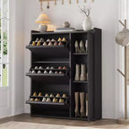 GustoWave Shoe Storage Cabinet with 3 Flip Drawers, Hidden Shoe Organizer with Adjustable Shelves, Freestanding Wooden Shoe Cabinet