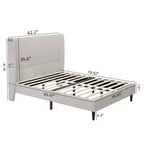 Struttura letto imbottita Queen/King Size, letto a piattaforma con testiera alta in ciniglia, nessuna necessità di rete a molle, bianco avorio - ModernLuxe