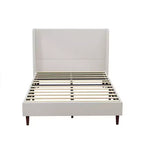 Struttura letto imbottita Queen/King Size, letto a piattaforma con testiera alta in ciniglia, nessuna necessità di rete a molle, bianco avorio - ModernLuxe