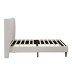 Struttura letto imbottita Queen/King Size, letto a piattaforma con testiera alta in ciniglia, nessuna necessità di rete a molle, bianco avorio - ModernLuxe