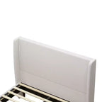 Struttura letto imbottita Queen/King Size, letto a piattaforma con testiera alta in ciniglia, nessuna necessità di rete a molle, bianco avorio - ModernLuxe