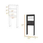 Mobiletto moderno da appoggio sopra il WC con doppia anta e ripiani per bagno, facile da montare, nero 24,56''L X 8''P x 63''H
