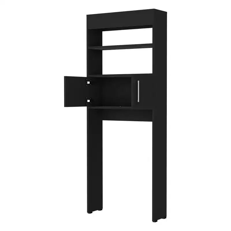 Mobiletto moderno da appoggio sopra il WC con doppia anta e ripiani per bagno, facile da montare, nero 24,56''L X 8''P x 63''H