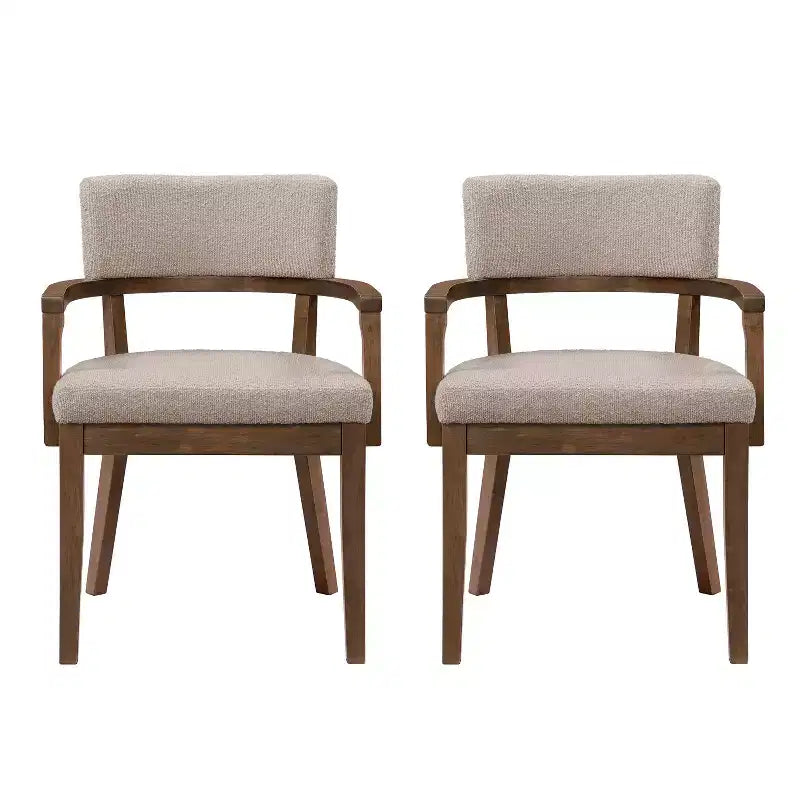 Christopher Knight Home Amelia, sedie da pranzo imbottite in boucle in stile moderno di metà secolo con braccioli a forma di U (set da 2)