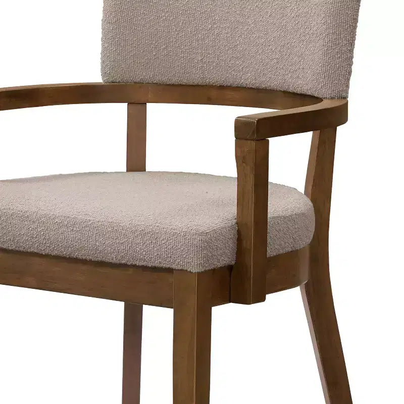 Christopher Knight Home Amelia, sedie da pranzo imbottite in boucle in stile moderno di metà secolo con braccioli a forma di U (set da 2)