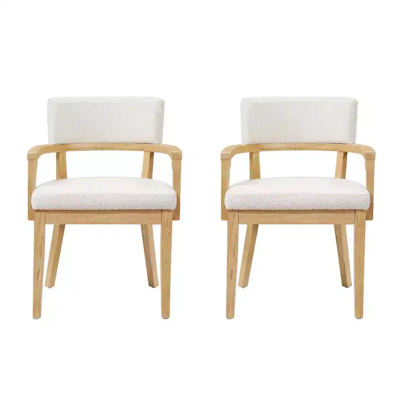 Christopher Knight Home Amelia, sedie da pranzo imbottite in boucle in stile moderno di metà secolo con braccioli a forma di U (set da 2)