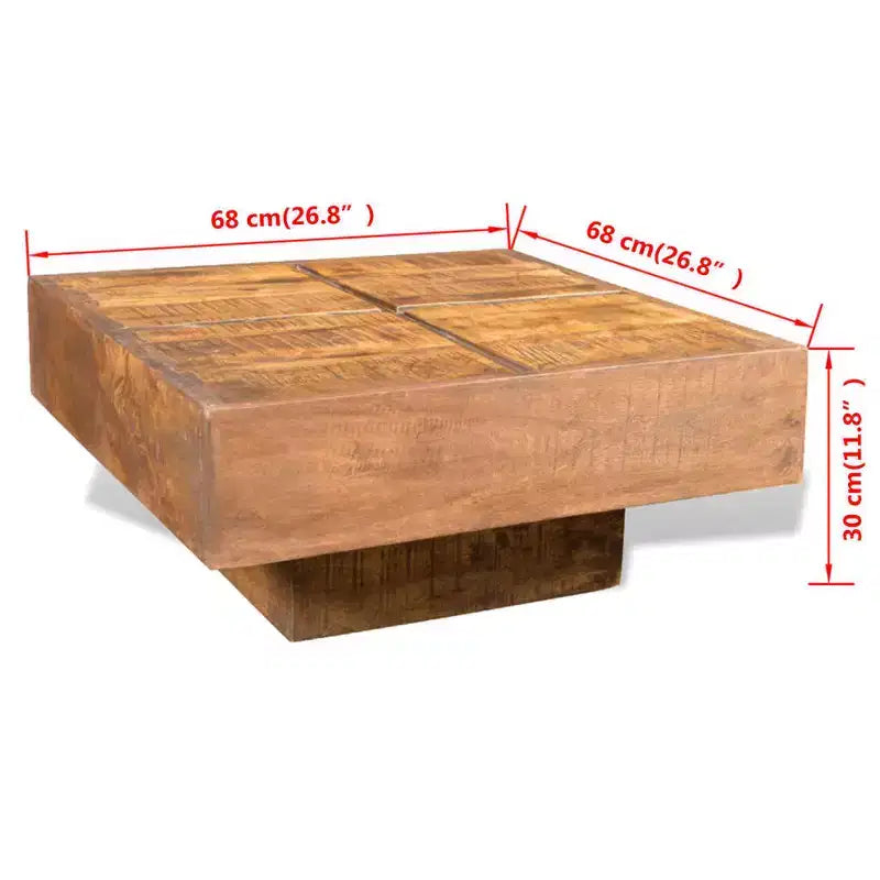 Tavolino da caffè marrone in legno massello di mango piccolo resistente