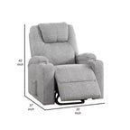 Poltrona reclinabile Evans da 37 pollici, con sollevamento elettrico, portabicchieri, ciniglia, grigio chiaro - BM312351