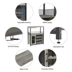 Mobiletto per vino CuisinSmart con portabottiglie e portacalici, mobiletto moderno con anta a rete, credenza a buffet in stile industriale per angolo bar