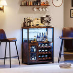 Mobiletto per vino CuisinSmart con portabottiglie e portacalici, mobiletto moderno con anta a rete, credenza a buffet in stile industriale per angolo bar