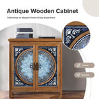 Captiva Designs Mobile Contenitore a 2 Ante con Motivo in Porcellana Blu e Bianca Effetto Invecchiato per Ingresso Soggiorno