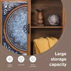 Captiva Designs Mobile Contenitore a 2 Ante con Motivo in Porcellana Blu e Bianca Effetto Invecchiato per Ingresso Soggiorno
