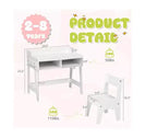 Set Scrivania e Sedia per Bambini in MDF Karl Home con 2 Scomparti per Riporre