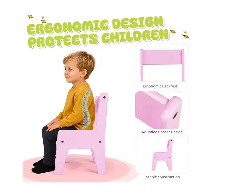 Set Scrivania e Sedia per Bambini in MDF Karl Home con 2 Scomparti per Riporre