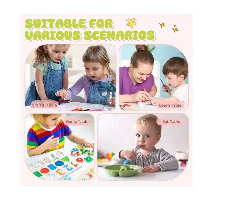 Set Scrivania e Sedia per Bambini in MDF Karl Home con 2 Scomparti per Riporre