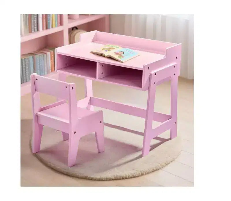Set Scrivania e Sedia per Bambini in MDF Karl Home con 2 Scomparti per Riporre