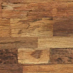 Tavolino in legno massello di recupero multicolore e ferro battuto