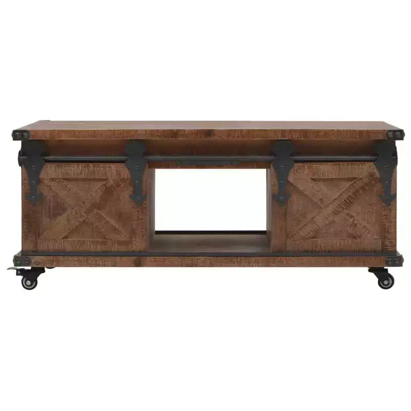 Tavolino da caffè Marrone Abete massiccio, MDF, acciaio 90,9 x 51,1 x 38,1 cm