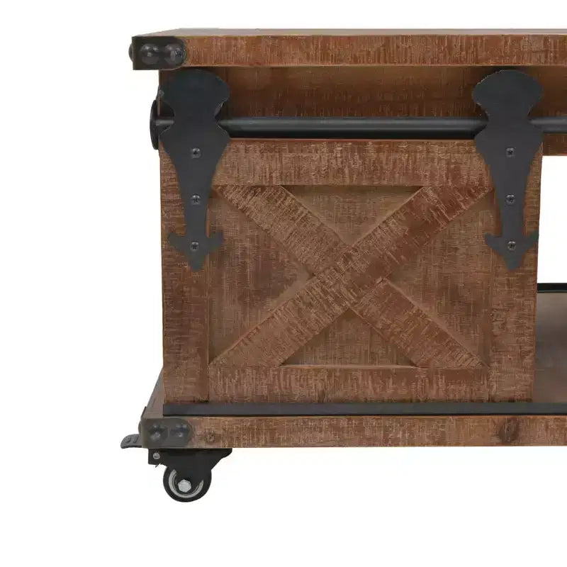 Tavolino da caffè Marrone Abete massiccio, MDF, acciaio 90,9 x 51,1 x 38,1 cm