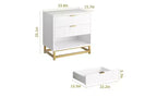 Organizzatore in legno bianco a 3 cassetti con maniglie in metallo dorato – Elegante cassettiera