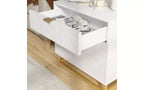 Organizzatore in legno bianco a 3 cassetti con maniglie in metallo dorato – Elegante cassettiera