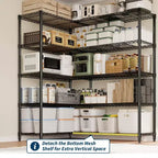 Scaffalature a 5 livelli Unità di scaffalatura in metallo, scaffali in filo regolabili, scaffali da garage resistenti autoportanti