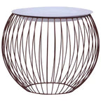 Coffee Table Gold, White Metal, MDF Compact Storage Round