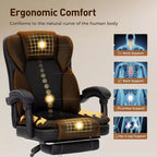 Sedia da ufficio ergonomica Captiva Designs Executive Big & Tall girevole con poggiapiedi e funzione reclinabile, nera