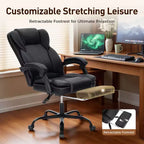 Sedia da ufficio ergonomica Captiva Designs Executive Big & Tall girevole con poggiapiedi e funzione reclinabile, nera