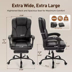 Sedia da ufficio ergonomica Captiva Designs Executive Big & Tall girevole con poggiapiedi e funzione reclinabile, nera
