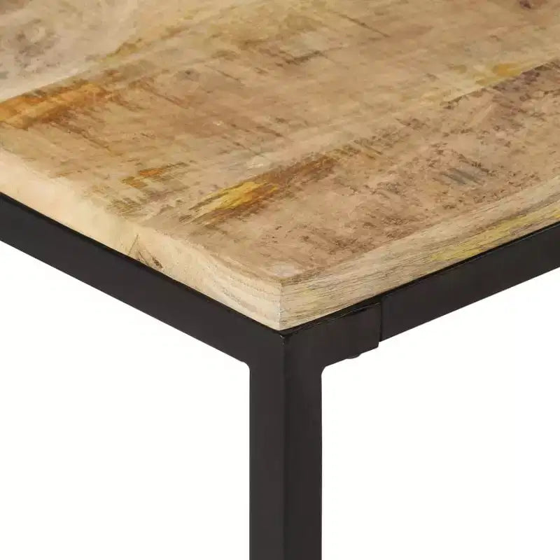 Set di 2 Tavolini da Caffè in Legno di Mango Naturale, Nero