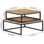 Set di 2 Tavolini da Caffè in Legno di Mango Naturale, Nero