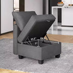 Divano letto sezionale modulare-9 posti a U-Con contenitore-2 pouf per soggiorno