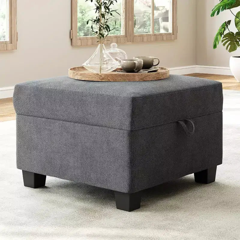 Divano letto sezionale modulare-9 posti a U-Con contenitore-2 pouf per soggiorno
