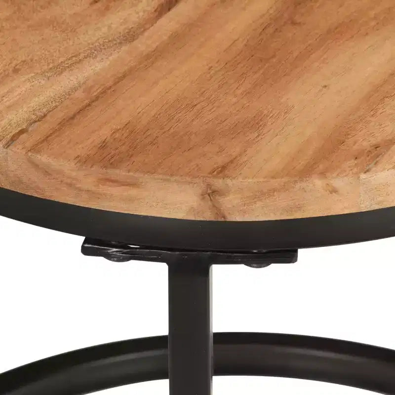 Set di tavolini a incastro 3 pezzi legno naturale e nero