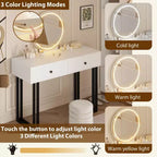 Toeletta con Specchio e Luci - Luci LED a 3 Colori, Ampio Spazio di Archiviazione, Design Moderno, Materiali di Qualità e Struttura Solida