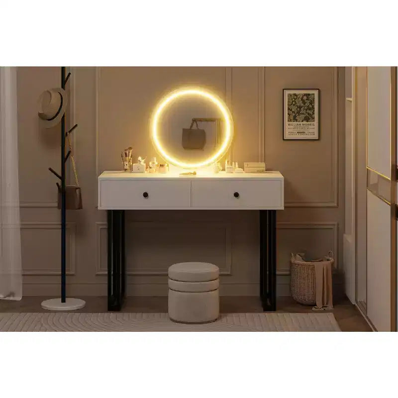 Toeletta con Specchio e Luci - Luci LED a 3 Colori, Ampio Spazio di Archiviazione, Design Moderno, Materiali di Qualità e Struttura Solida
