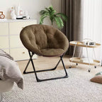 Sedia a Uovo, Sedia Rotonda in Ecopelliccia, Poltrona Pieghevole per Adulti, Adolescenti e Bambini, Sedia Pieghevole Stile Luna/Fungo/Rotondo, Comoda Seduta d'Accento per la Camera da Letto